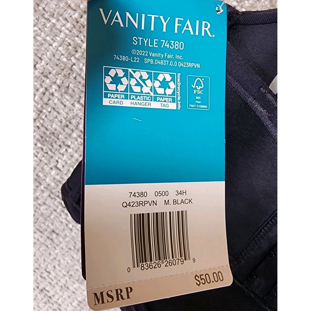Vanity Fair Beauty Back Strapless Bra Style 74380 Womens 34H Midnight Black NWT - Picture 11 of 11